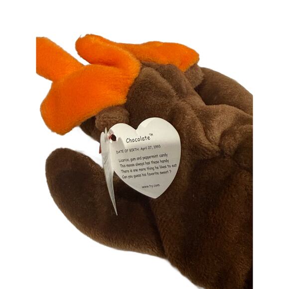 VTG Ty Beanie Baby/Attic Treasure Plush "Chocolate Moose" Animal Toy 1993 - Picture 3 of 3